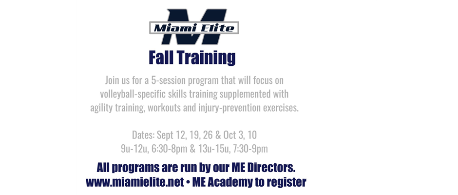 Fall Training Begins Sept. 12