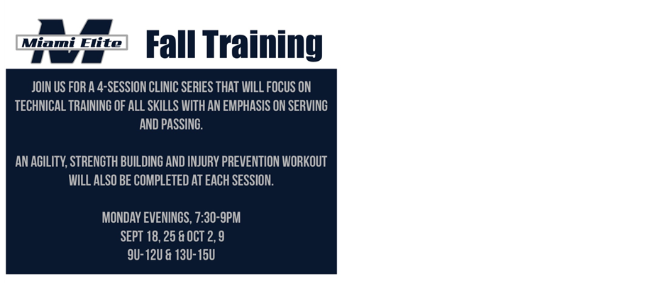 Fall Training Begins Monday, Sept 18